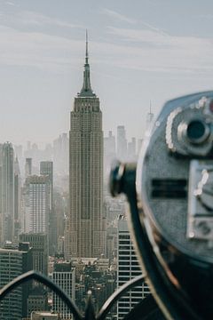 New York Skyline Zwart Wit Empire State Building van Kiki Multem