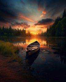 Boot im Herbst auf dem See