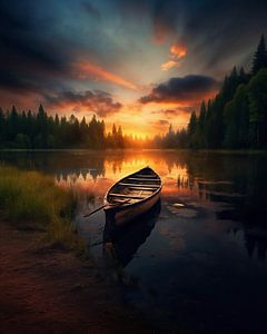 Boot im Herbst auf dem See