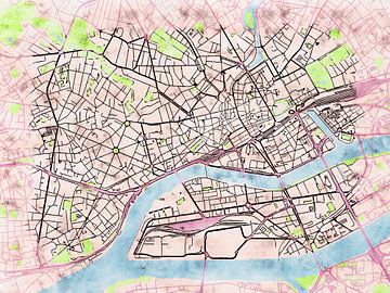 Kaart van Angers in de stijl 'Soothing Spring' van Maporia