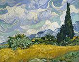 Weizenfeld mit Zypressen - Vincent van Gogh von 1000 Schilderijen Miniaturansicht
