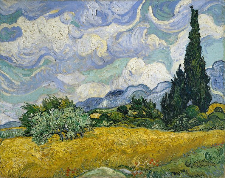 bevel Bevestigen aan realiteit Vincent van Gogh. Veld met cipressen, 1889 op canvas, behang, poster en meer