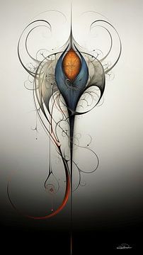 figure abstraite en bleu et orange sur Gelissen Artworks