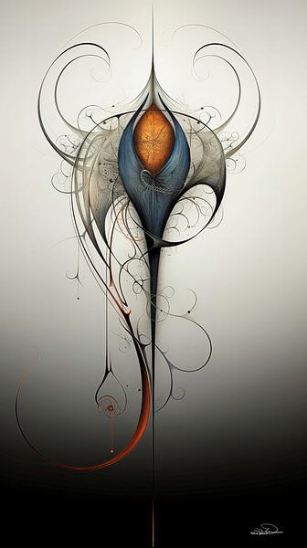 abstrakte Figur in Blau und Orange von Gelissen Artworks