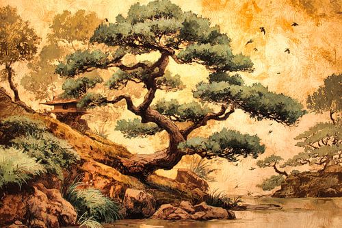 schilderachtige Japanse kunst Bonsai