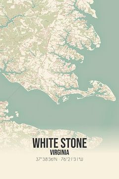 Vintage landkaart van White Stone (Virginia), USA. van MijnStadsPoster