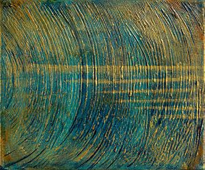 Abstract oil painting with a pattern of curved lines 