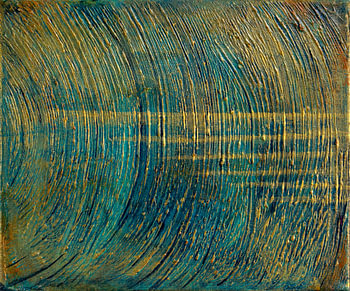 Abstraktes Ölgemälde mit einem Muster aus geschwungenen Linien 