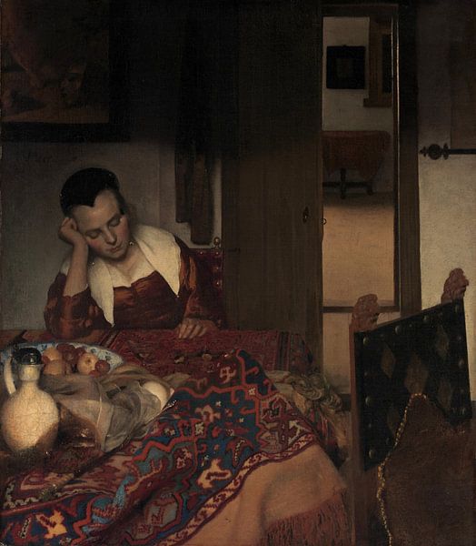 A Maid Asleep, Johannes Vermeer von Meisterhafte Meister