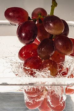Rote Weintrauben fallen in Wasser 1