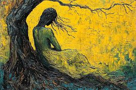 spiritual painting of woman in the forest