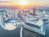 Zwolle binnenstad  tijdens een koude winterochtend van boven van Sjoerd van der Wal Fotografie thumbnail