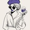 Affiche Purple Wine Woman – Illustration Minimaliste – Art de Mode et de Vin – Décoration Moderne de sur Marian Nieuwenhuis