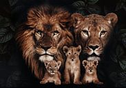 famille de lions avec 3 lionceaux par Bert Hooijer Aperçu