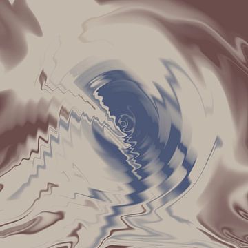 Rimpelingen op water. Eigentijds minimalistisch abstract in warm bruin, wit, blauw II van Abstract Minimalist Art
