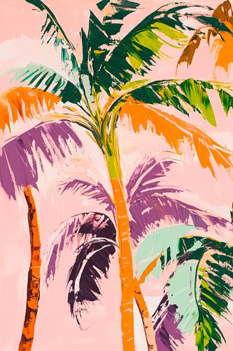 Palmiers dans un jeu de couleurs sur fond pastel