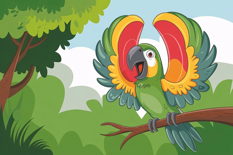 Colourful parrot in nature by Art & Soul Creations