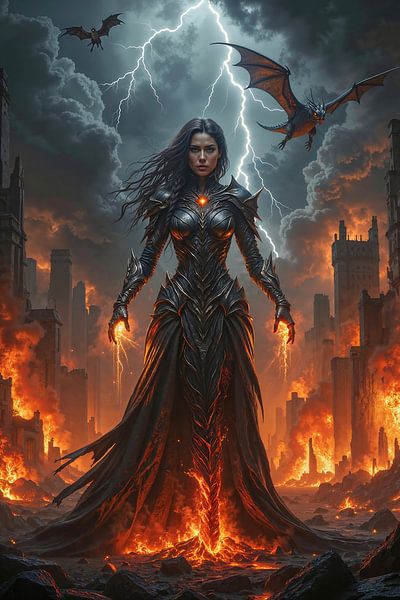 VALERYN: Dämonenkönigin der Drachen im Feuersturm der Ruinen von INFERAURUM