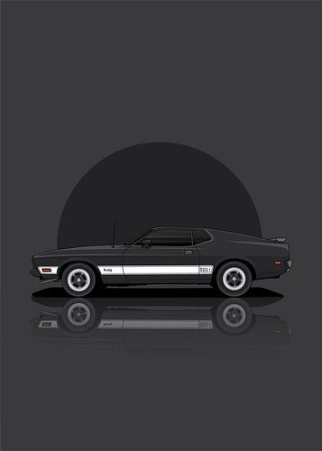 Kunst 1973 Ford Mustang Zwart