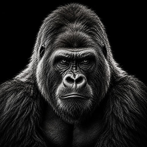 De Kracht van de Gorilla – Zwart-Wit Dierenportret