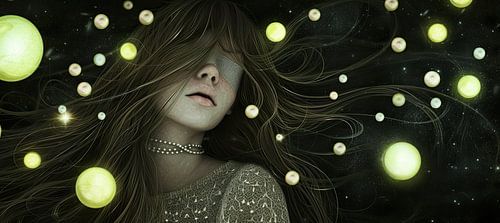 Femme Étoiles Abstrait | Cosmic Slumber Symphony