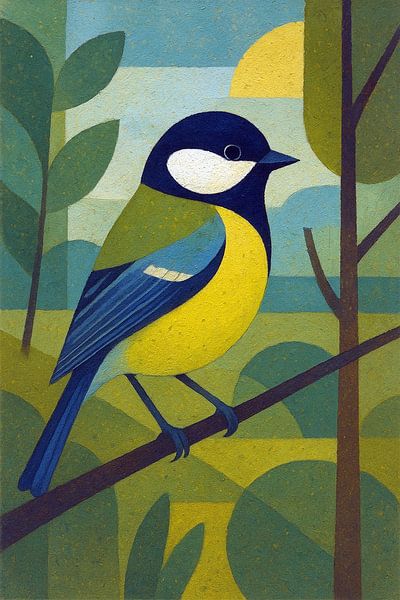 Little Blue Tit painting. by Gallery Hoppenbrouwers