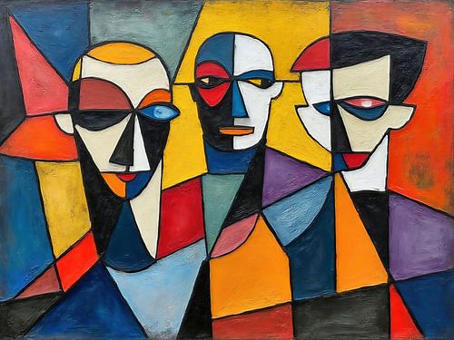 Abstract kleurrijk portret van drie mannen