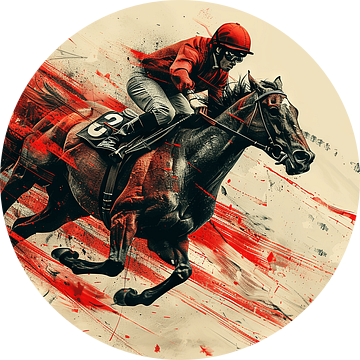 Dynamische paardenrace met jockey in actie van Felix Brönnimann