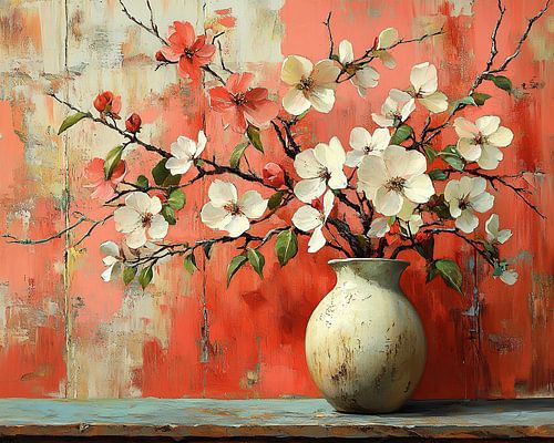 Peinture de fleurs rouges