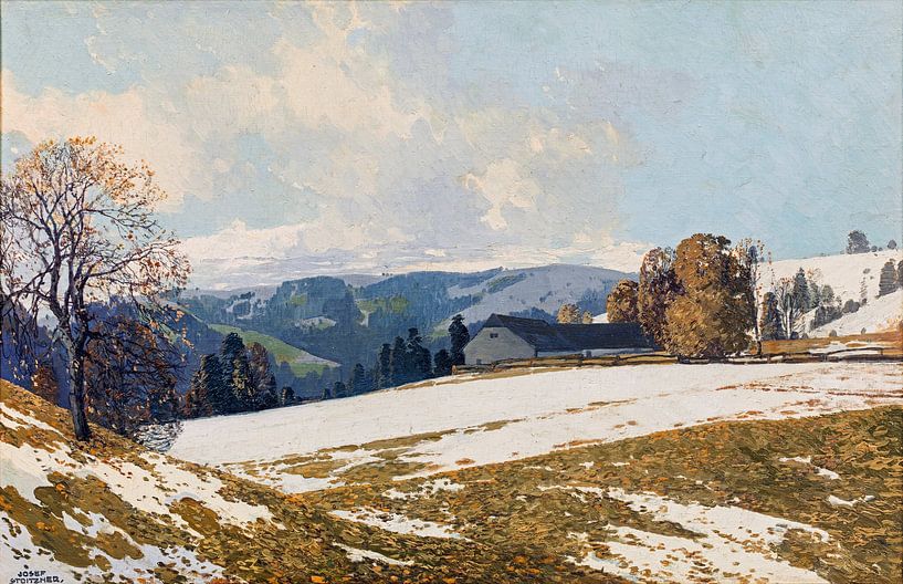 JOSEF STOITZNER, Schneeschmelze mit Bauernhaus von Atelier Liesjes