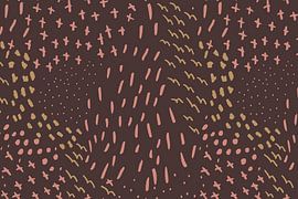 Kreuze, Linien und Punkte in Pastell- und Neonfarben. Braun, rosa, gelb von Dina Dankers