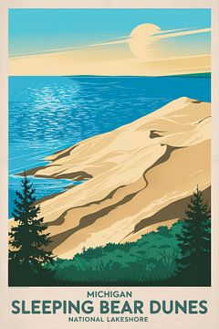 Sleeping Bear Dunes, Michigan Vintage Reisposter van Poster Art Shop