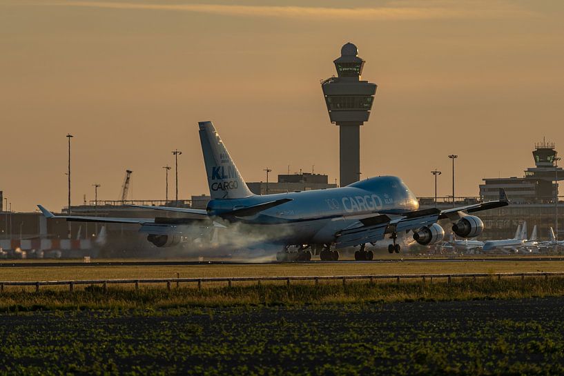 Early bird! One of the 4 Boeing 747-400 ERF freighters of Martinair Cargo (in KLM colours) landed sa by Jaap van den Berg