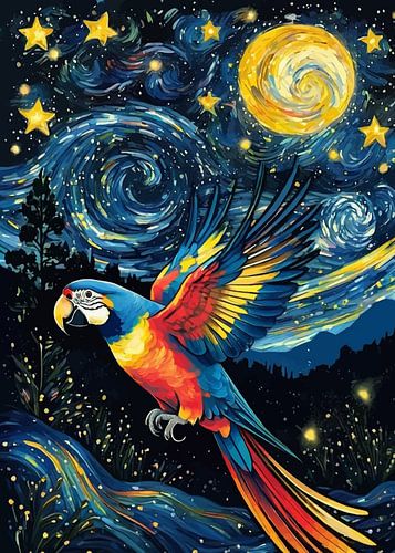 Vliegende papegaai - Sterrennachtthema