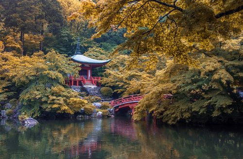 Prachtige herfstkleuren bij de Daigo-ji tempel in Kyoto, Japan.
