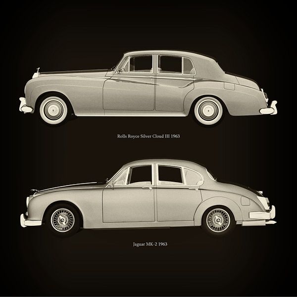 Rolls Royce Silver Cloud III 1963 en Jaguar MK-2 1963 van Jan Keteleer