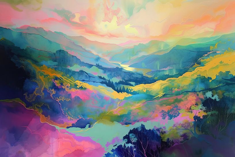 Neon Landscape Painting by Art Whims