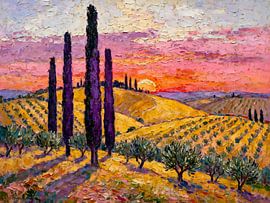 Zonsondergang in Toscane van Kristin M