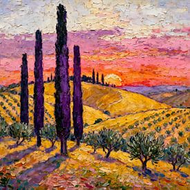 Toskanischer Sonnenuntergang von Kristin M