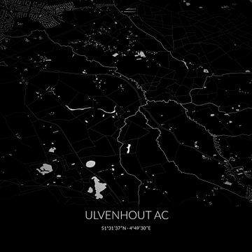 Zwart-witte landkaart van Ulvenhout AC, Noord-Brabant. van Rezona