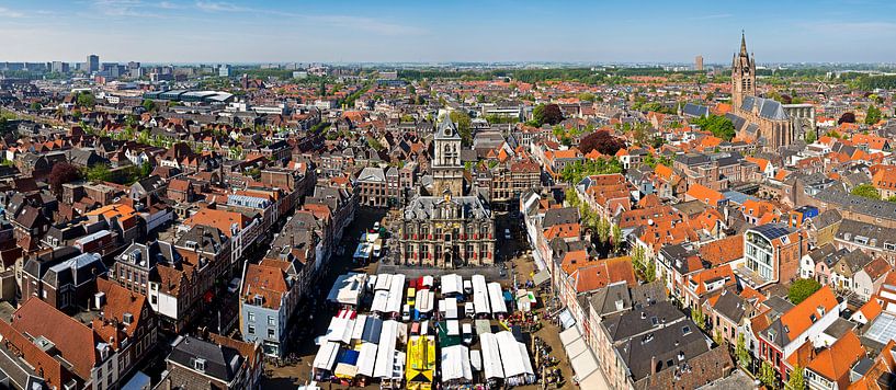 Marché panoramique du centre de Delft par Anton de Zeeuw