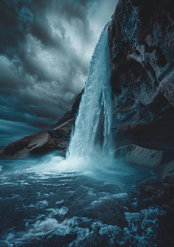 Waterval onder een dramatische hemel