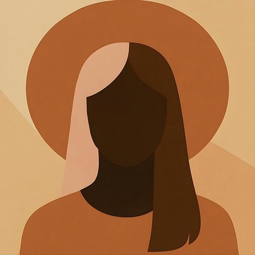 Abstract: Woman with a Hat in Earth Tones by FoXo Art