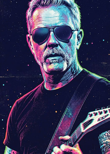 Neonporträt von James Hetfield