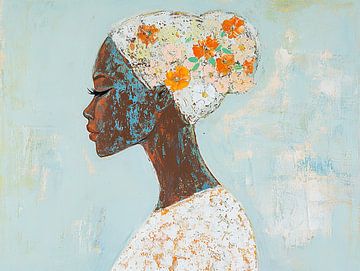 Vrouwenportret | Serene Beauty in Bloom van De Mooiste Kunst
