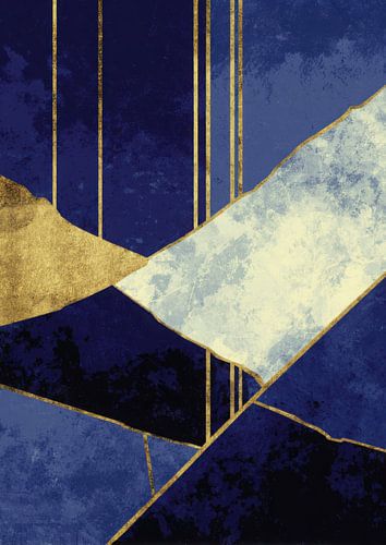 Art Deco ontwerp in blauw en goud