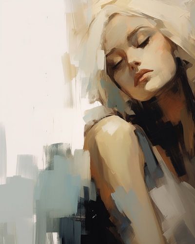 Portret van een vrouw in aardetinten