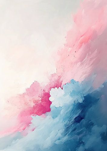 Abstract Pink Blue Pastel Clouds Watercolour