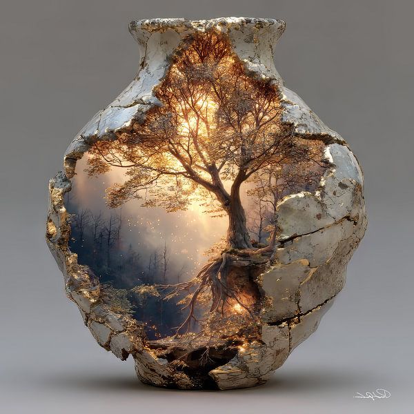 Nature in a Stone Jar by Gelissen Artworks