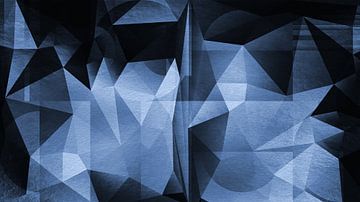 Abstract geometrisch patroon met driehoeken in blauw en zwart van Dina Dankers